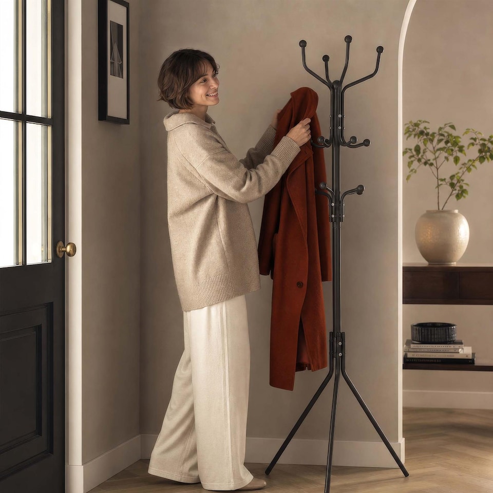 image 1 of Harbour Housewares Free-Standing Steel Coat Rack - Black | Black | Black | One Size