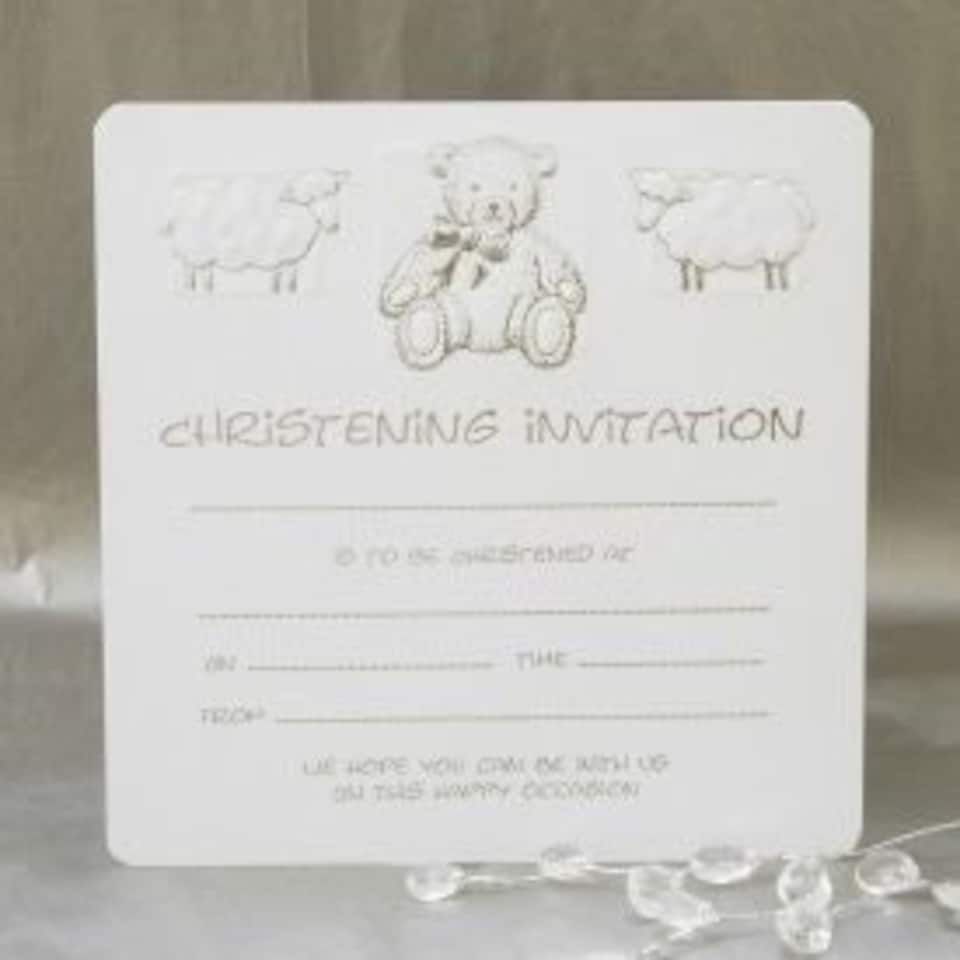 image 1 of Pack of 10 Christening Invitations with Envelopes
