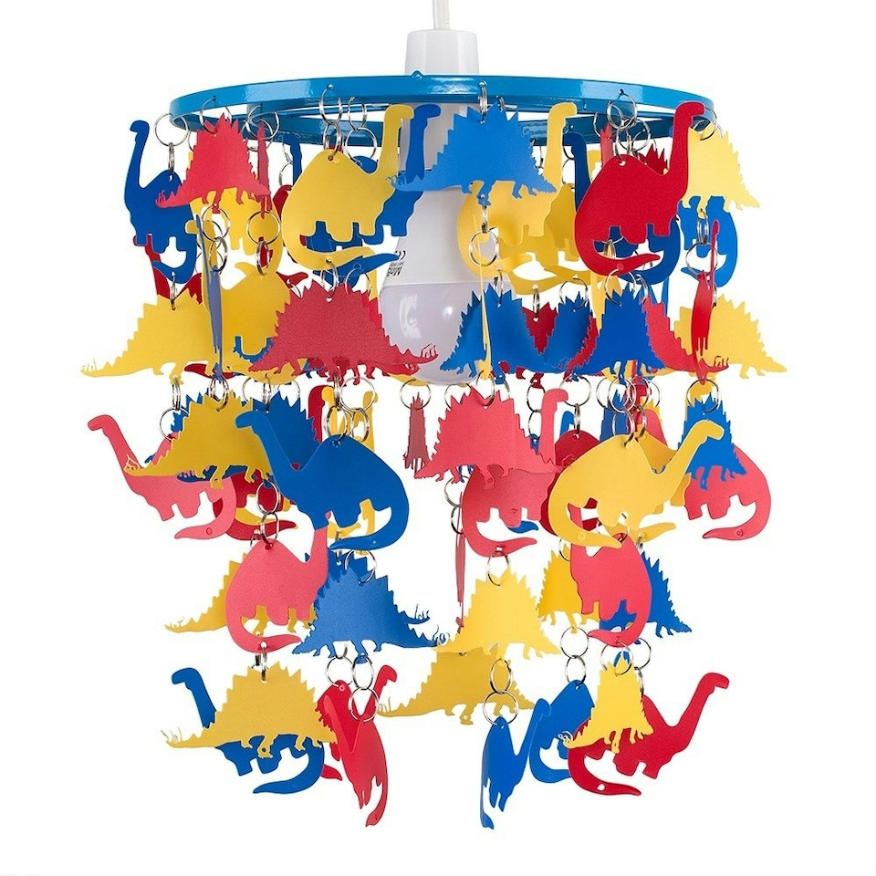 image 1 of ValueLights Childrens Multicoloured Dinosaur Nursery Ceiling Pendant Light Shade