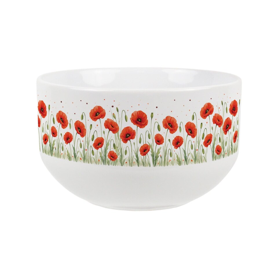 image 1 of Summer Poppies Ceramic Bowl - Set of 6