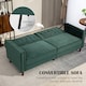 image 4 of HOMCOM Convertible Sofa Bed, 189cm Click Clack 3 Seater Sofa Bed, Button Tufted Velvet Sleeper Couch with Split Reclining Backrest and Rubber Wood Legs, Green