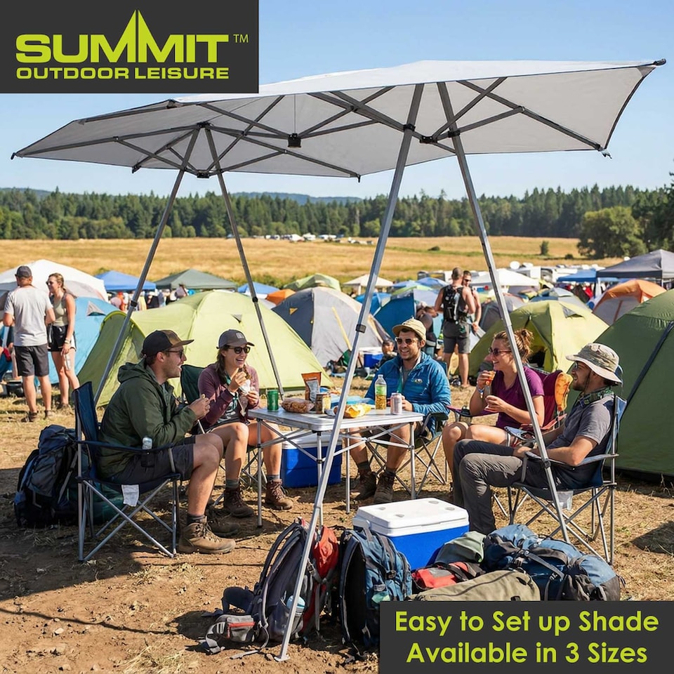 image 1 of vfm-estore Sun Shade - 4-8 Person - Cooling Fabric - 4-Position Adjustable - White