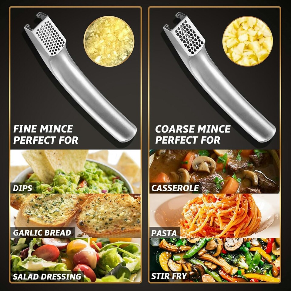 image 1 of Gourmet Easy Stainless Steel Garlic Press with Two Detachable Handles - Fine & Coarse Garlic