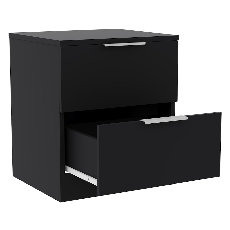 image 1 of Vida Designs Trega 2 Drawer Bedside Chest Bedroom Storage Unit, (H) 41cm x (W) 39cm x (D) 28cm, Black