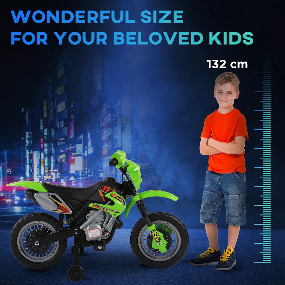image 1 of HOMCOM 6V Kids Child Electric Motorbike Ride on Motorcycle Scooter Children Toy Gift for 3-6 Years (Green)
