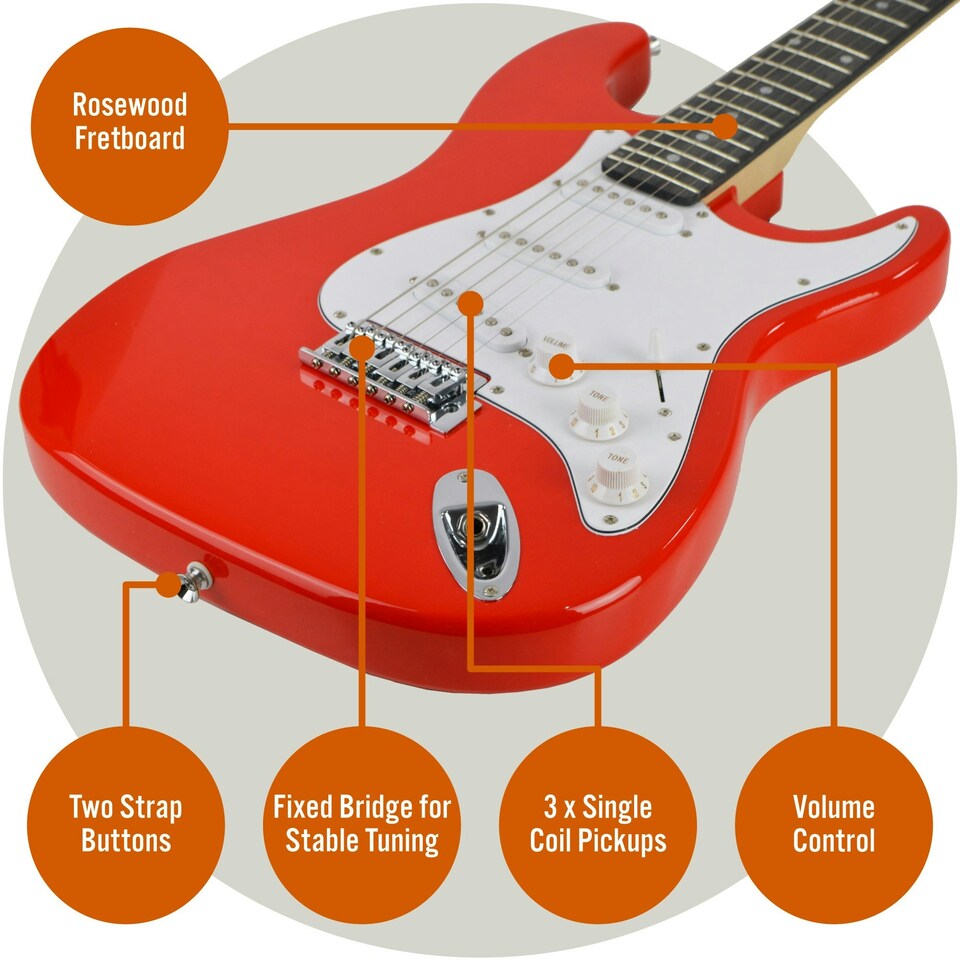 image 1 of 3rd Avenue Full Size Electric Guitar Pack with Amp White