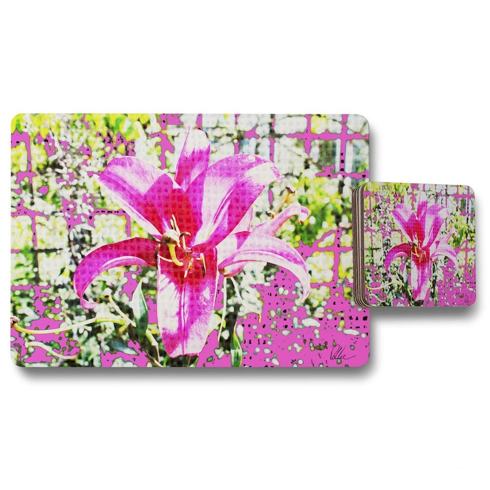 Pink flower (Placemat & Coaster Set)