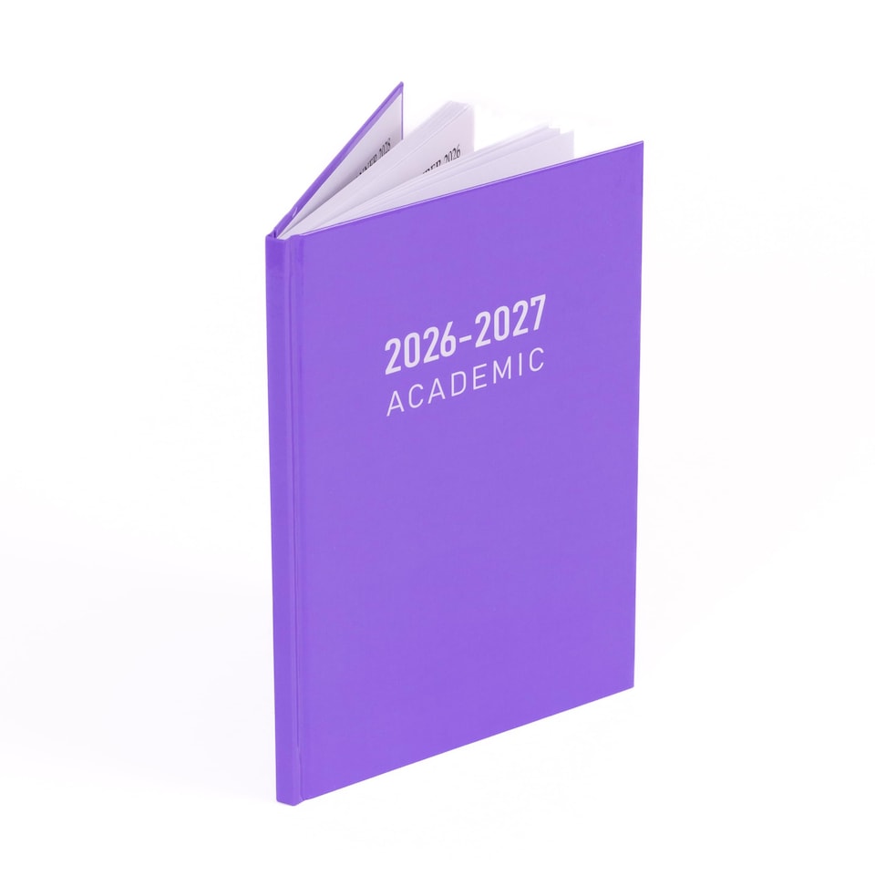 image 1 of 2026 2027 Academic Diary A5 Week to View - Mid Year Student Planner August 2026 to July 2027 - Hardback School College Organiser with Ribbon Bookmark (Purple) | Purple | Purple