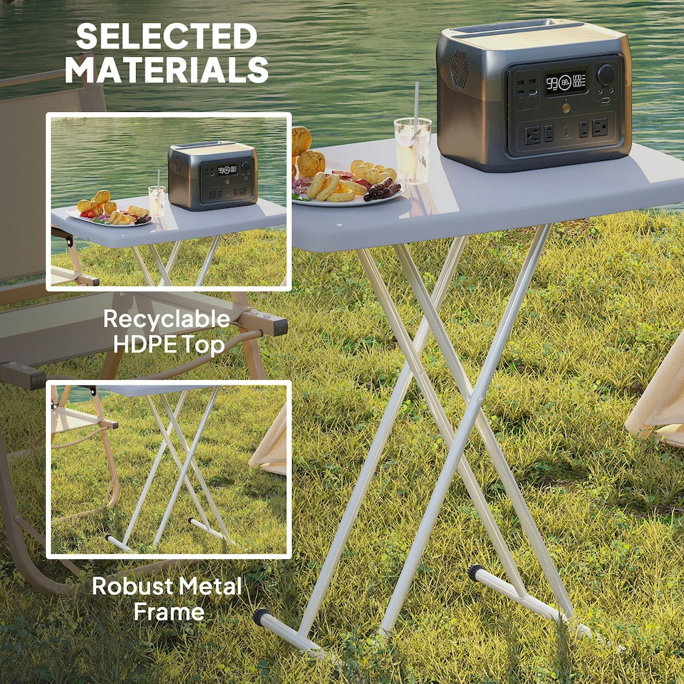 image 1 of Outsunny Folding Coffee Table, Height Adjustable Bistro Table