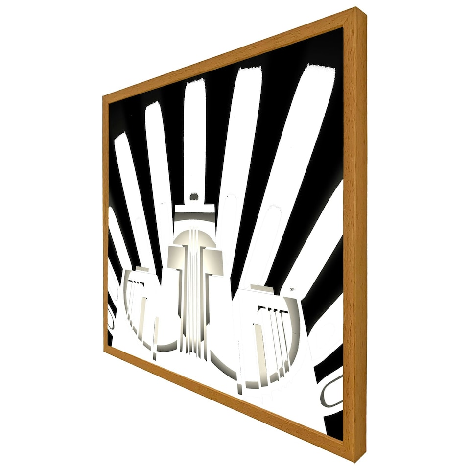 image 1 of Art deco skyscraper in black & white (Picture Frame) Grey | L