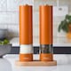 image 1 of Cooks Professional Electric Salt & Pepper Mill Set with Bamboo Base | Adjustable Grind Settings | Simple One-Button Operation | Orange