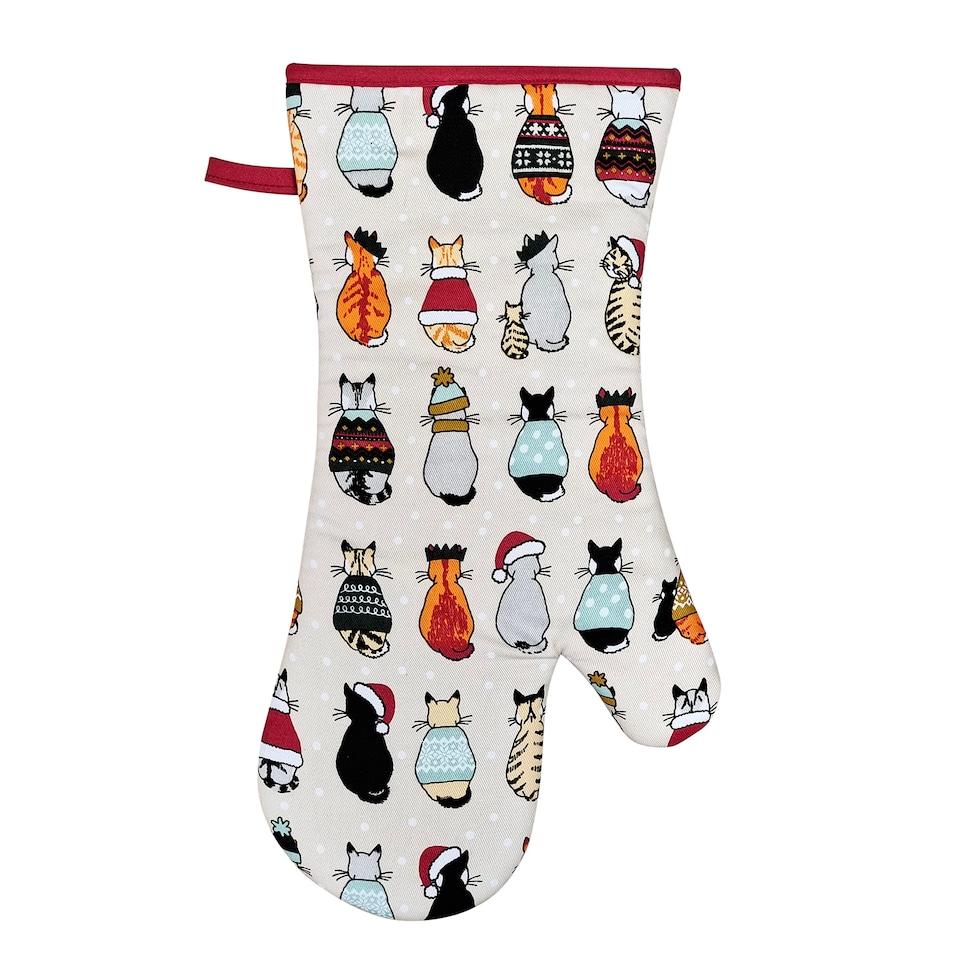 image 1 of Ulster Weavers Cats In Waiting Gauntlet Oven Glove Red