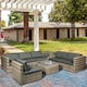 image 10 of Outsunny 8Pcs Patio Rattan Sofa Set Garden Furniture Side Table w/ Cushion
