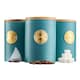 image 3 of Cooks Professional 3 Piece Ribbed Tea, Coffee, & Sugar Cannisters with Bamboo Lids | Blue | Teal & Gold