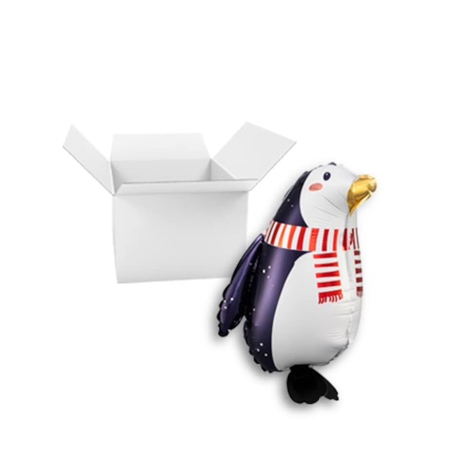 Penguin Walking Pet Foil Balloon - Inflated Balloon in a Box