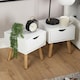 image 2 of Bedside Cabinet White 1 Drawer Bedroom Side Table For Storage Wooden Legs Modern