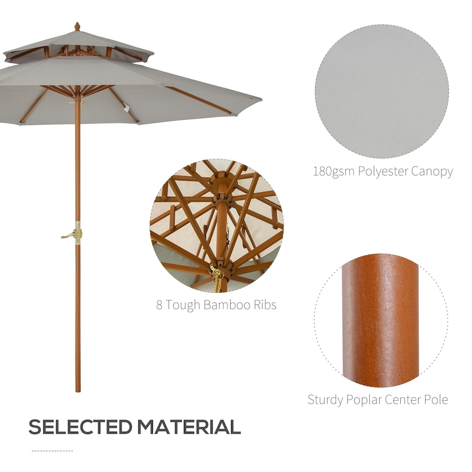 image 1 of Outsunny Patio Parasol Sun Shade Outdoor Garden Umbrella Canopy Grey