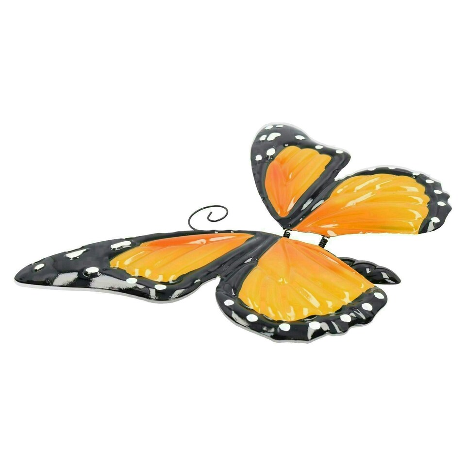 image 1 of Large 3D Orange Metal Butterfly Garden/Home Wall Art Ornament 8X24X36cm