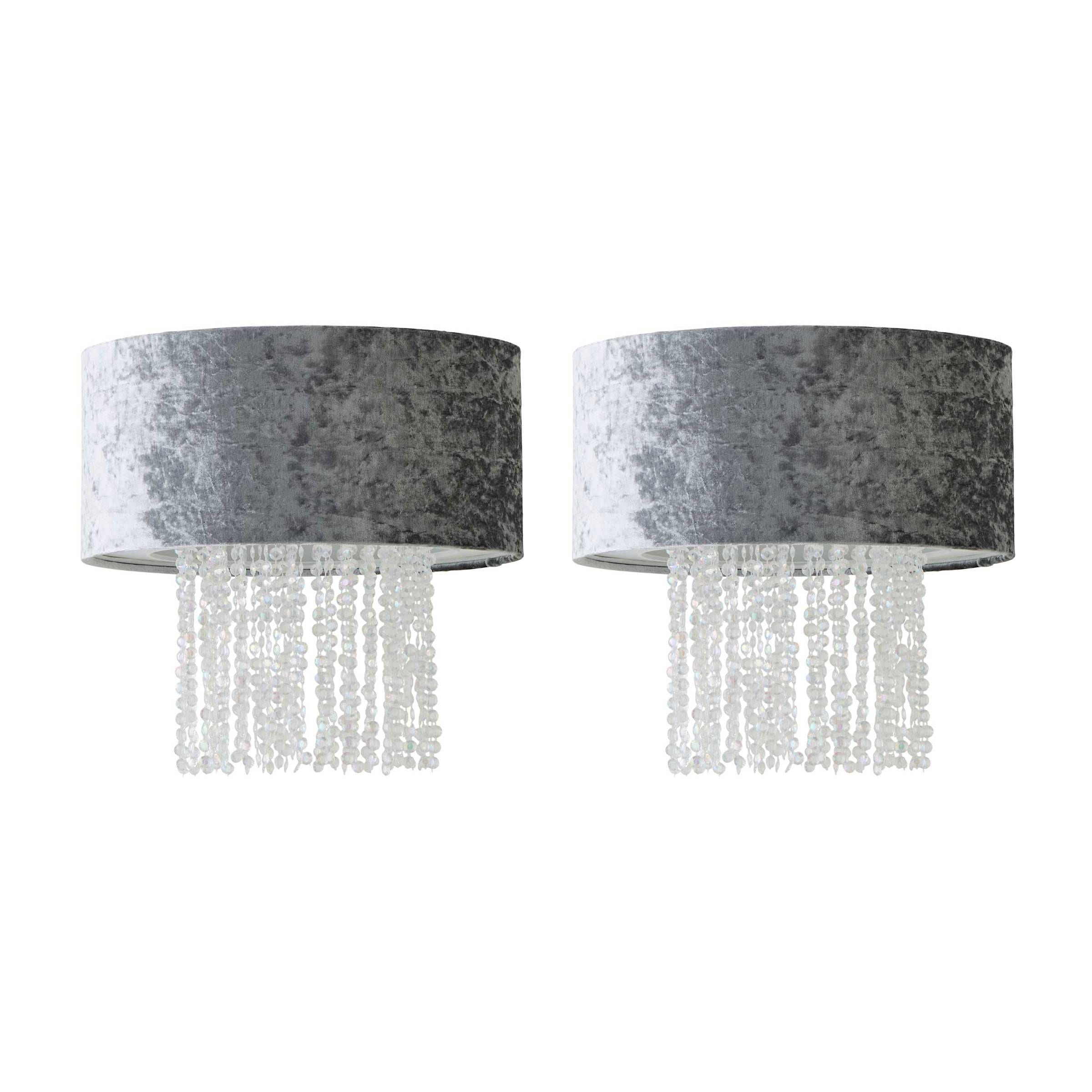 ValueLights Boland Pair of Silver Ceiling Pendant Droplets Shade