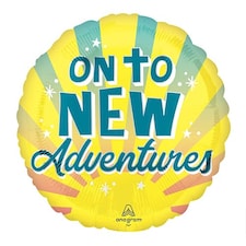 On To New Adventures Round Foil Helium Balloon 46cm / 18 in | Yellow
