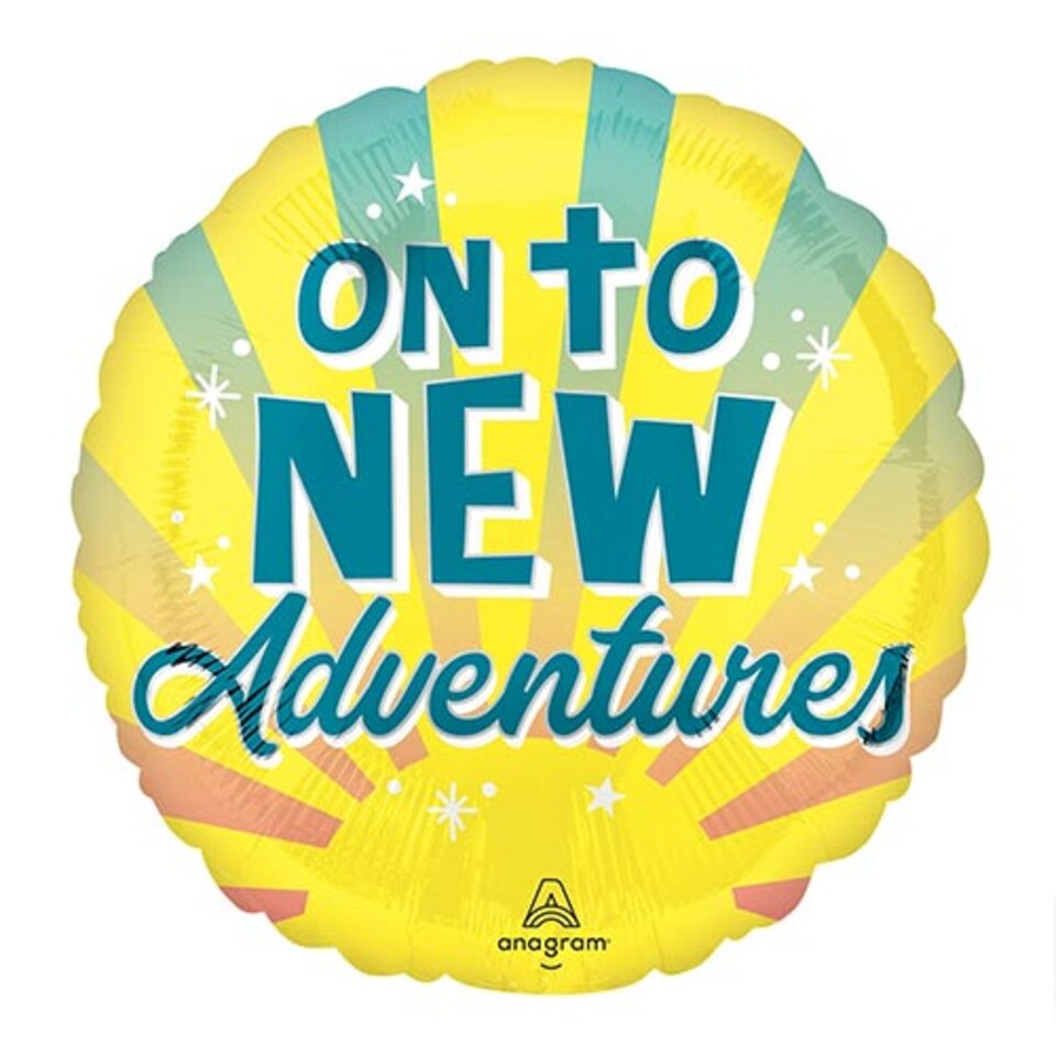image 1 of On To New Adventures Round Foil Helium Balloon 46cm / 18 in | Yellow