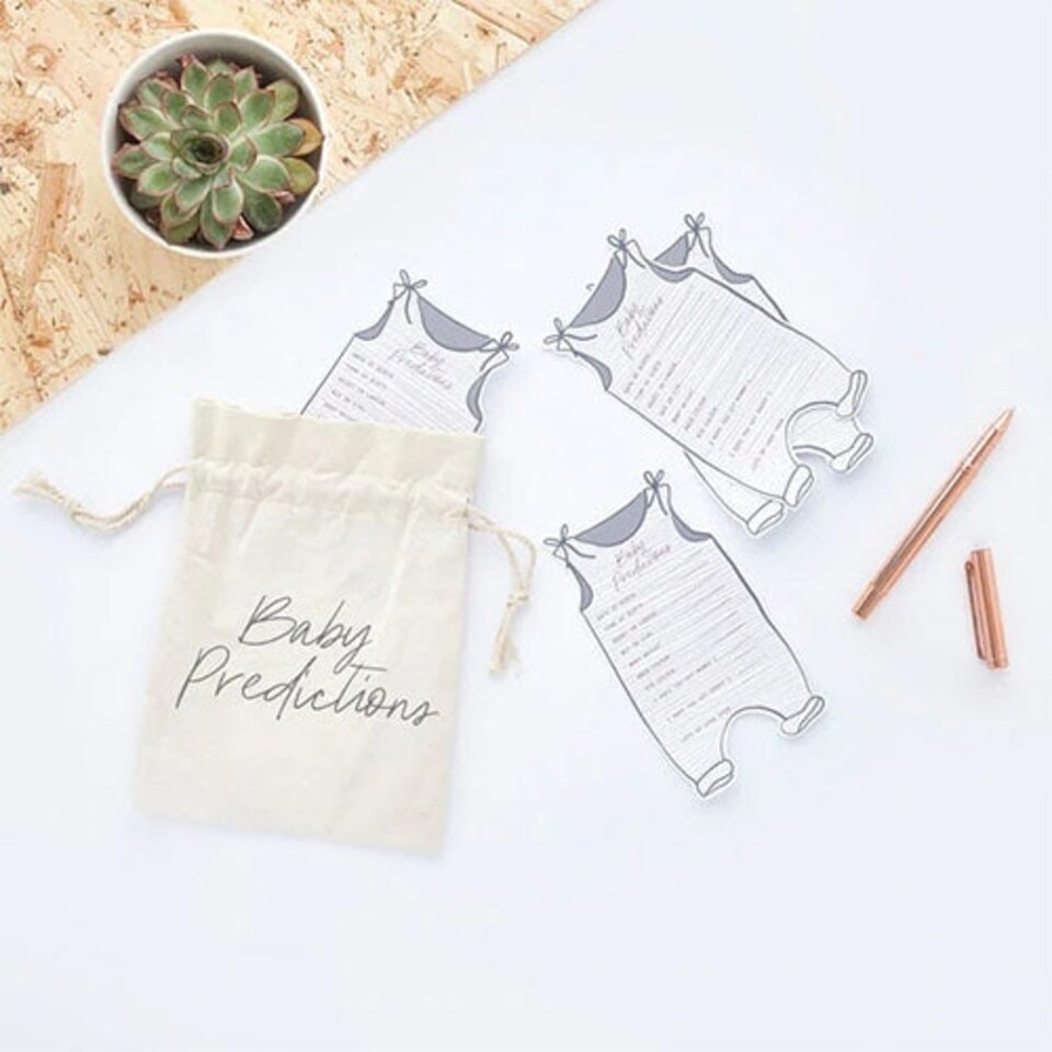 image 1 of Baby Shower Prediction Cards & Canvas Bag - Pack of 20