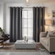 image 1 of Velvet Chenille Eyelet Curtains Ready Made Pair - 142cm x 137cm - Slate