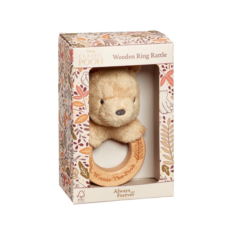 image 1 of Disney Always & Forever Winnie The Pooh Wooden Ring Rattle