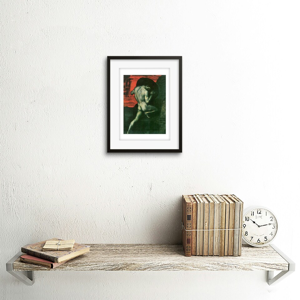 image 1 of Painting Von Stuck Sisyphus Old Master 9x7" Black Framed Wall Art Print