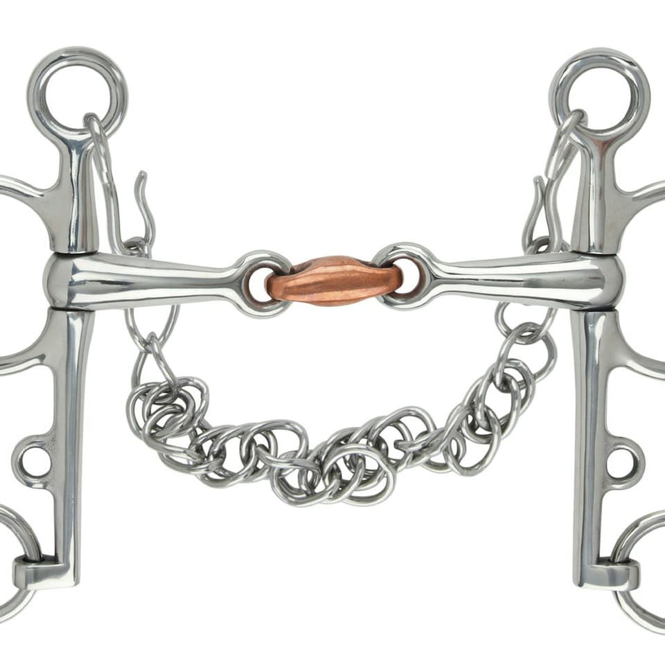 image 1 of Shires Copper Double-Jointed Horse Pelham Bit - Silver - 5.5in
