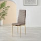 image 3 of Furniturebox 6x Milan Cappuccino Beige Gold Hatched Faux Leather Dining Chairs
