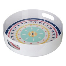 Interiors by Premier Easily Gripped Bazaar Tray, Scratch Resistant Round Tray, Floral Outdoor Tray, Lightweight Dining Tray Multi