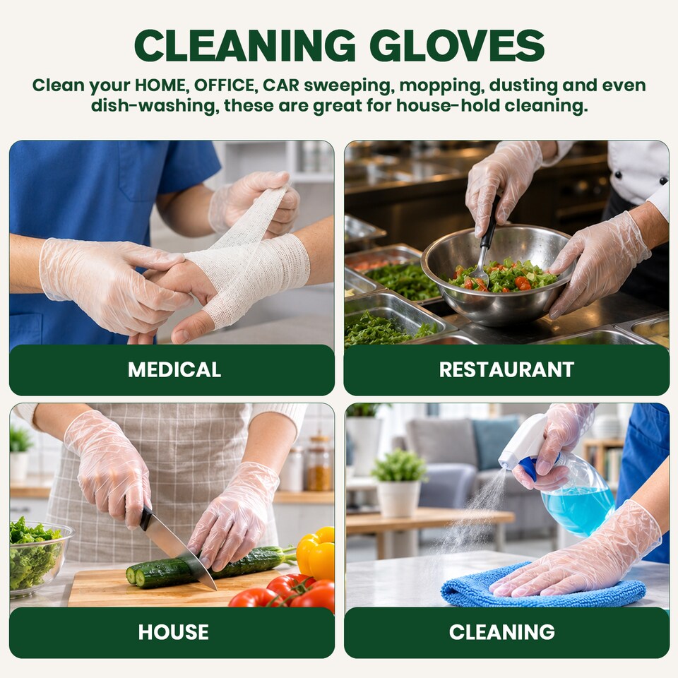 image 1 of ECONX Clear Vinyl Gloves Latex Free And Powder Free Food Safe For Catering Multi-Purpose General Use Medium Size x 500pk