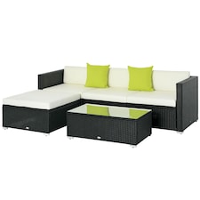 Outsunny 5 Pieces Rattan Sofa Set Wicker Sectional Cushion Patio Black Garden