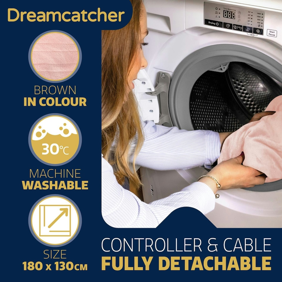 image 1 of Dreamcatcher Deluxe XL Electric Throw Heated Double Over Blanket Fleece - Pink | Pink | Pink | One Size | 1