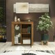 image 4 of Sideboard 75cm – Oak Matt Body & Black Matt Door – Modern Cabinet with Glass Shelves and LED Brown | Black
