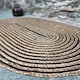 image 3 of CHAKKAR DARK Stripe Oval Beige Black Rug - Jute - L120 x W180 - Beige/Black Black