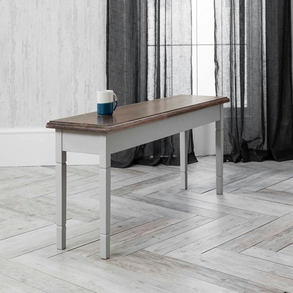 image 1 of Canterbury Hallway Bench Entryway Medium in White and Dark Pine Grey