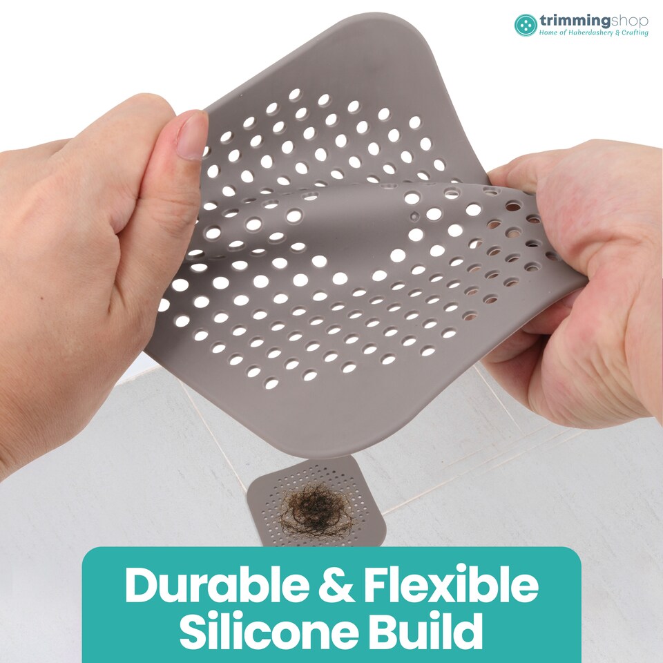 image 1 of White & Grey Silicone Hair Catcher Shower Drain Guards - 2pcs