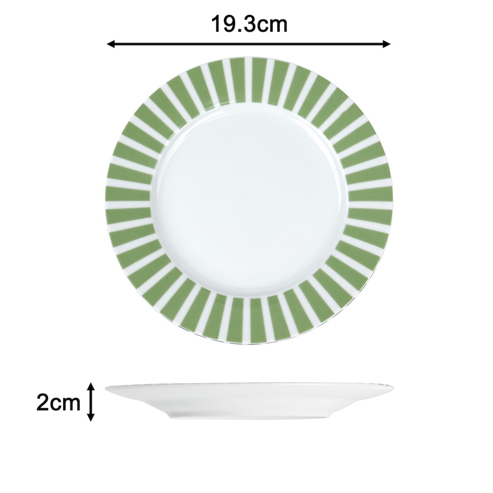 image 1 of 24pc Green Split Stripe Dinner Set