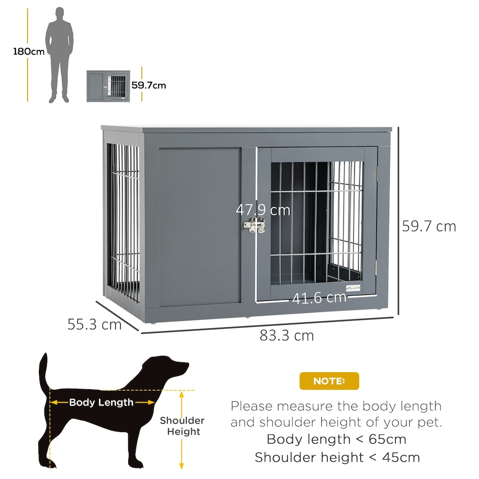 image 1 of PawHut Furniture-Style Dog Crate w/ Two Lockable Doors, for Small & Medium Dogs