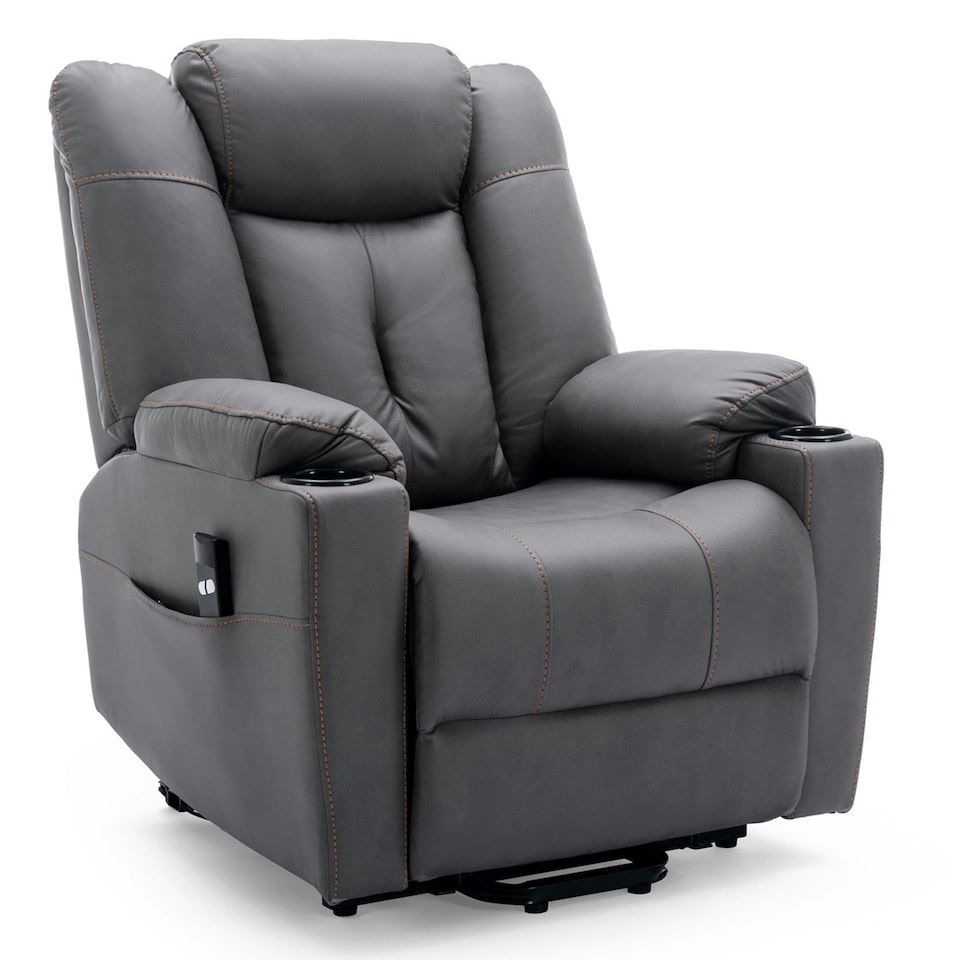image 1 of Afton Technology Fabric Single Motor Rise Recliner Lift Mobility Chair (Charcoal)