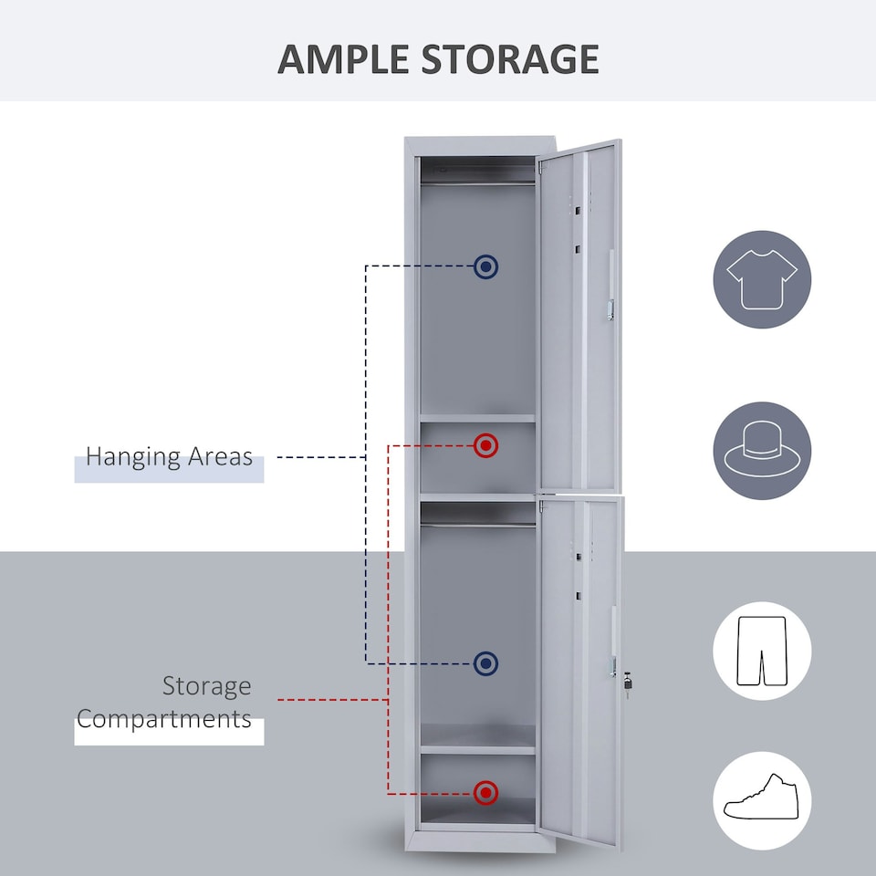 image 1 of Vinsetto 1.8m Locker Office Cabinet Storage Cold Rolled Steel