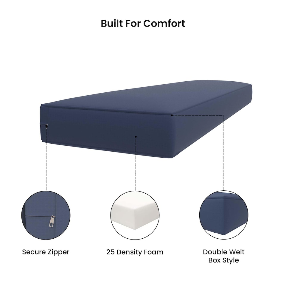image 1 of Covers&All Sunbrella Outdoor Bench Cushion, Premium 5″ High-Density Foam, Water-Resistant and Patio Seating for Outdoor Bench, 18 in W x 52 in L x