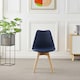 image 5 of 5PCs Dining Set - a White Round Dining Table & Set of 4 White Lorenzo Tulip chairs with Padded Seat | Blue