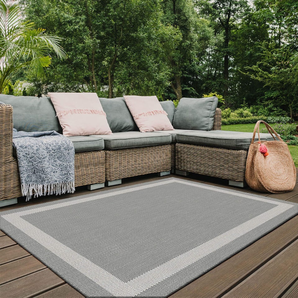 image 1 of Reversible Outdoor Rugs in Bordered Design Duo Weave Collection