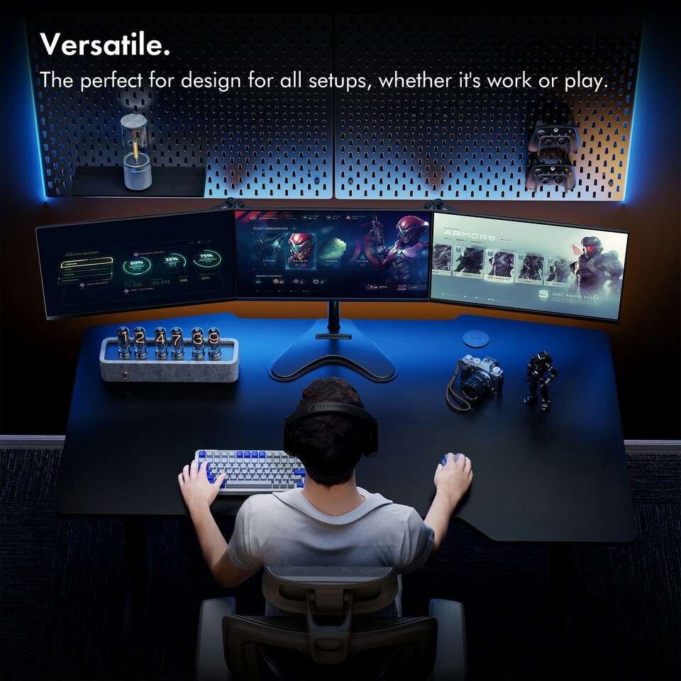 image 1 of VonHaus Adjustable Triple Monitor Stand for 17-27" Screens