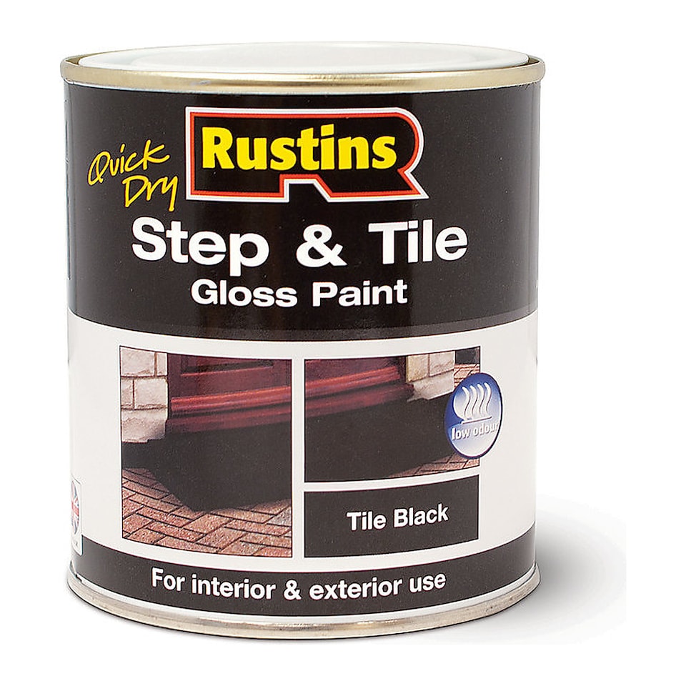 image 1 of Rustins Step & Tile Paint Black 250ml - STBLW250