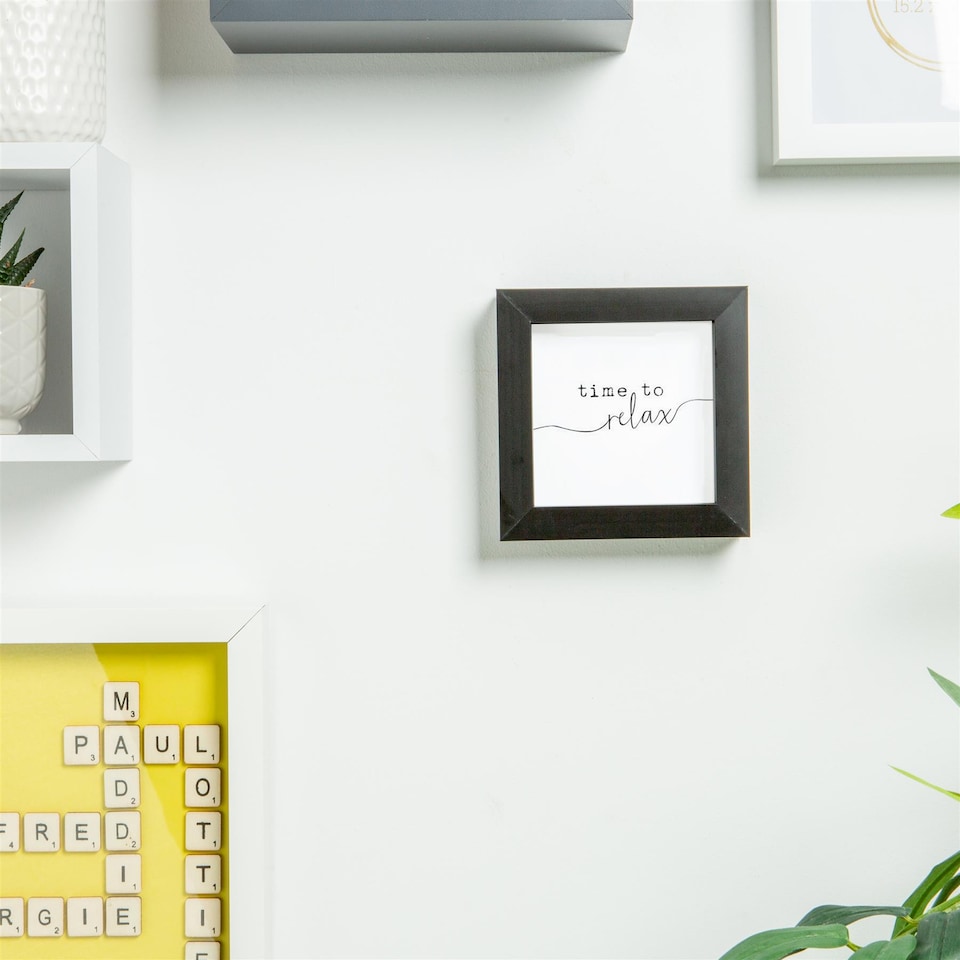 image 1 of Nicola Spring 4 x 4" Photo Frame - Black - 3D Photo Frame Picture Frame Box Portrait Display Case (12.5 x 12.5cm)