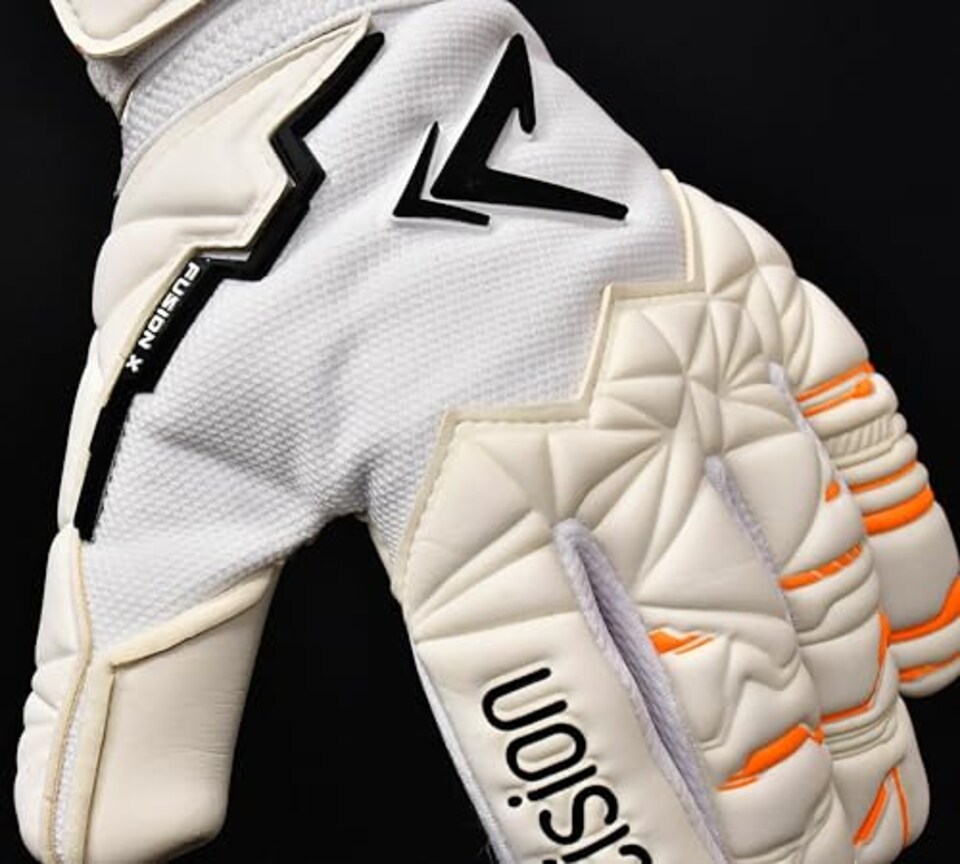 image 1 of Precision Training Fusion X Pro Negative Contact Duo Grip Professional Football Junior Goalkeeper Gloves, White, 6